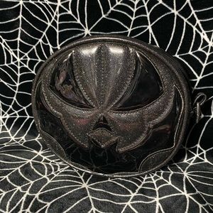 Love Pain and Stitches Black Patent mini Bat Mouth